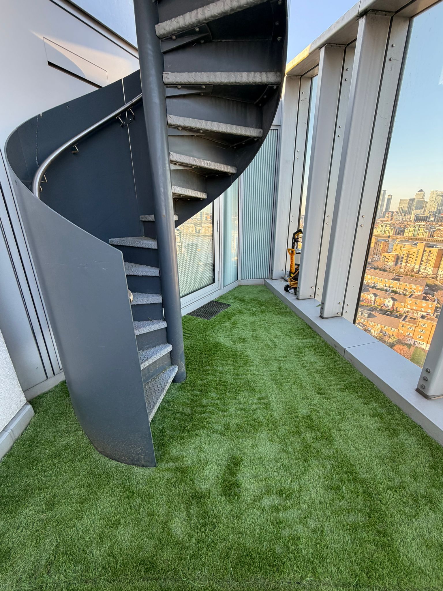 Rooftop artificial grass installation